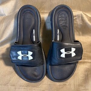Under Armour Black and White Slide Sandals